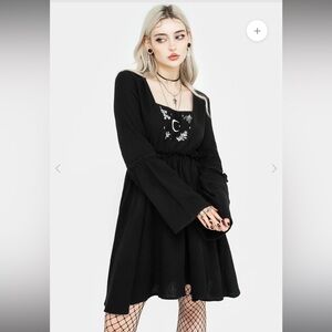 Disturbia Black Gauze Fluted Sleeve Mini Dress